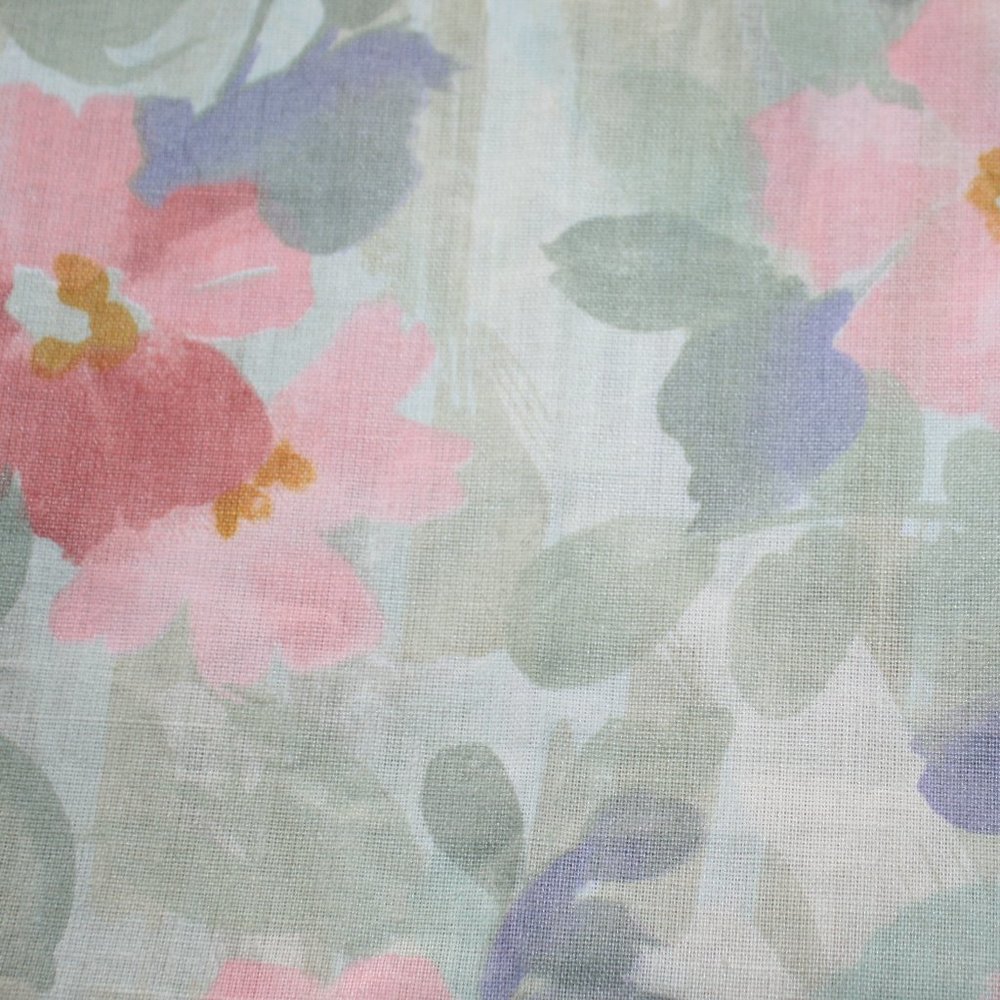 FABRIC - #1270 - Cotton - Abstract Floral Pastel Watercolor Print 58 x 35